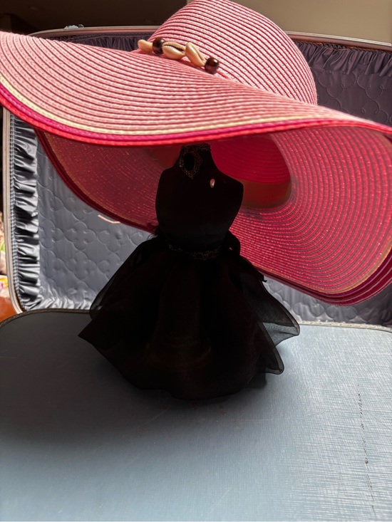 Wide Brim Pink Straw Sun Hat with Bead shells Trim main image 14